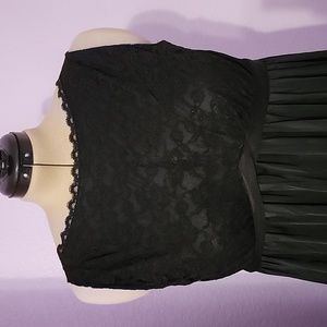 Vintage Jer Marai Black Chiffon Lace Long Nightgown , Size Small